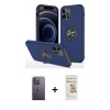 MARSİLYAN™- iPhone 12 Pro Max Kılıf Odak Form Prime - Siyah Mat Seramik Nano Ekran Koruyucu + Neon Fosforlu Kamera Lens - BZ