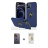 MARSİLYAN™- iPhone 12 Pro Max Kılıf Odak Form Prime - Siyah Mat Seramik Nano Ekran Koruyucu + Neon Fosforlu Kamera Lens - SI