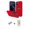 MARSİLYAN™- iPhone 12 Pro Max Kılıf Odak Form Prime - Siyah Mat Seramik Nano Ekran Koruyucu + Shine Kamera Lens Koruma Cam - MI