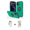 MARSİLYAN™- iPhone 12 Pro Max Kılıf Odak Form Prime - Siyah Mat Seramik Nano Ekran Koruyucu + Shine Kamera Lens - GD