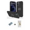 MARSİLYAN™- iPhone 12 Pro Max Kılıf Odak Form Prime - Siyah Mat Seramik Nano Ekran Koruyucu + Shine Kamera Lens Koruma Cam - GI