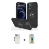 MARSİLYAN™- iPhone 12 Pro Max Kılıf Odak Form Prime - Siyah Polymer Nano Ekran Koruyucu + Shine Kamera Lens - LT