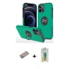 MARSİLYAN™- iPhone 12 Pro Max Kılıf Odak Form Prime - Siyah Polymer Nano Ekran Koruyucu + Shine Kamera Lens Koruma Cam - SABE