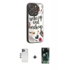 MARSİLYAN™- iPhone 12 Pro Max Kılıf Odak Klasik Serisi - Şeffaf 360 Full Body Arka Koruyucu + Lacivert Shine Kamera Lens