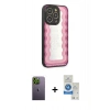 MARSİLYAN™- iPhone 12 Pro Max Kılıf Odak Klasik Serisi - Şeffaf Royal Nano Ekran Koruyucu + Neon Fosforlu Kamera Lens - YL