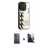 MARSİLYAN™- iPhone 12 Pro Max Kılıf Odak Klasik Serisi - Şeffaf Temperli Cam Ekran Koruyucu + Neon Fosforlu Kamera Lens - BZ