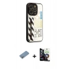 MARSİLYAN™- iPhone 12 Pro Max Kılıf Odak Klasik Serisi - Şeffaf Temperli Cam Ekran Koruyucu + Gümüş Shine Kamera Lens Koruma Cam