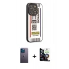 MARSİLYAN™- iPhone 12 Pro Max Kılıf Odak Klasik Serisi - Şeffaf Temperli Cam Ekran Koruyucu + Mavi Neon Fosforlu Kamera Lens