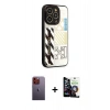 MARSİLYAN™- iPhone 12 Pro Max Kılıf Odak Klasik Serisi - Şeffaf Temperli Cam Ekran Koruyucu + Neon Fosforlu Kamera Lens - TU