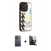 MARSİLYAN™- iPhone 12 Pro Max Kılıf Odak Klasik Serisi - Şeffaf Temperli Cam Ekran Koruyucu + Neon Fosforlu Kamera Lens - YL