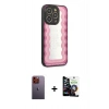 MARSİLYAN™- iPhone 12 Pro Max Kılıf Odak Klasik Serisi - Şeffaf Temperli Cam Ekran Koruyucu + Neon Fosforlu Kamera Lens - TU