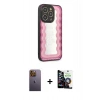 MARSİLYAN™- iPhone 12 Pro Max Kılıf Odak Klasik Serisi - Şeffaf Temperli Cam Ekran Koruyucu + Neon Fosforlu Kamera Lens - SI