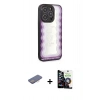 MARSİLYAN™- iPhone 12 Pro Max Kılıf Odak Klasik Serisi - Şeffaf Temperli Cam Ekran Koruyucu + Pembe Renkli Kamera Lens Koruma Cam