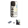 MARSİLYAN™- iPhone 12 Pro Max Kılıf Odak Klasik Serisi - Şeffaf Temperli Cam Ekran Koruyucu + Renkli Kamera Lens Koruma Cam - YL