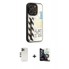 MARSİLYAN™- iPhone 12 Pro Max Kılıf Odak Klasik Serisi - Şeffaf Temperli Cam Ekran Koruyucu + Shine Kamera Lens - GD