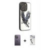 MARSİLYAN™- iPhone 12 Pro Max Kılıf Odak Klasik Serisi - Şeffaf Uv Polymer Nano Ekran Koruyucu + Beyaz Neon Fosforlu Kamera Lens