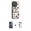 MARSİLYAN™- iPhone 12 Pro Max Kılıf Odak Klasik Serisi - Şeffaf Uv Polymer Nano Ekran Koruyucu + Neon Fosforlu Kamera Lens - MI