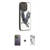 MARSİLYAN™- iPhone 12 Pro Max Kılıf Odak Klasik Serisi - Şeffaf Uv Polymer Nano Ekran Koruyucu + Neon Fosforlu Kamera Lens - YL
