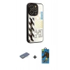 MARSİLYAN™- iPhone 12 Pro Max Kılıf Odak Klasik Serisi - Siyah 18D Cam Ekran Koruyucu + Renkli Kamera Lens Koruma Cam - YL