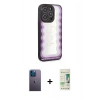 MARSİLYAN™- iPhone 12 Pro Max Kılıf Odak Klasik Serisi - Siyah 20D Premium Cam Ekran Koruyucu + Neon Fosforlu Kamera Lens - MI