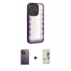 MARSİLYAN™- iPhone 12 Pro Max Kılıf Odak Klasik Serisi - Siyah 20D Premium Cam Ekran Koruyucu + Neon Fosforlu Kamera Lens - SI