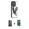 MARSİLYAN™- iPhone 12 Pro Max Kılıf Odak Klasik Serisi - Siyah 34D Izgaralı Cam + Neon Fosforlu Kamera Lens - BZ