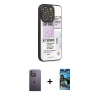 MARSİLYAN™- iPhone 12 Pro Max Kılıf Odak Klasik Serisi - Siyah 34D Izgaralı Cam + Neon Fosforlu Kamera Lens - BZ