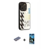 MARSİLYAN™- iPhone 12 Pro Max Kılıf Odak Klasik Serisi - Siyah 34D Izgaralı Cam + Renkli Kamera Lens Koruma Cam - PE