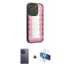MARSİLYAN™- iPhone 12 Pro Max Kılıf Odak Klasik Serisi - Siyah 3D Antistatik Cam Ekran Koruyucu + Neon Fosforlu Kamera Lens - MI