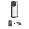 MARSİLYAN™- iPhone 12 Pro Max Kılıf Odak Klasik Serisi - Siyah 3D Antistatik Cam Ekran Koruyucu + Neon Fosforlu Kamera Lens - MI