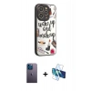 MARSİLYAN™- iPhone 12 Pro Max Kılıf Odak Klasik Serisi - Siyah 3D Antistatik Cam Ekran Koruyucu + Neon Fosforlu Kamera Lens - MI