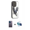 MARSİLYAN™- iPhone 12 Pro Max Kılıf Odak Klasik Serisi - Siyah 3D Antistatik Cam Ekran Koruyucu + Neon Fosforlu Kamera Lens - MI