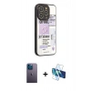 MARSİLYAN™- iPhone 12 Pro Max Kılıf Odak Klasik Serisi - Siyah 3D Antistatik Cam Ekran Koruyucu + Neon Fosforlu Kamera Lens - MI