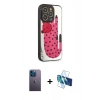 MARSİLYAN™- iPhone 12 Pro Max Kılıf Odak Klasik Serisi - Siyah 3D Antistatik Cam Ekran Koruyucu + Neon Fosforlu Kamera Lens - MI