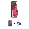 MARSİLYAN™- iPhone 12 Pro Max Kılıf Odak Klasik Serisi - Siyah 3D Antistatik Cam Ekran Koruyucu + Neon Fosforlu Kamera Lens - TU