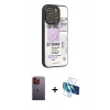 MARSİLYAN™- iPhone 12 Pro Max Kılıf Odak Klasik Serisi - Siyah 3D Antistatik Cam Ekran Koruyucu + Neon Fosforlu Kamera Lens - TU