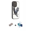 MARSİLYAN™- iPhone 12 Pro Max Kılıf Odak Klasik Serisi - Siyah 3D Antistatik Cam Ekran Koruyucu + Shine Kamera Lens Koruma Cam - SABE