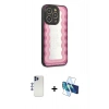 MARSİLYAN™- iPhone 12 Pro Max Kılıf Odak Klasik Serisi - Siyah 3D Antistatik Cam Ekran Koruyucu + Shine Kamera Lens - LT
