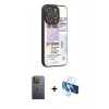 MARSİLYAN™- iPhone 12 Pro Max Kılıf Odak Klasik Serisi - Siyah 3D Antistatik Cam Ekran Koruyucu + Neon Fosforlu Kamera Lens - YL