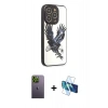 MARSİLYAN™- iPhone 12 Pro Max Kılıf Odak Klasik Serisi - Siyah 3D Antistatik Cam Ekran Koruyucu + Neon Fosforlu Kamera Lens - YL