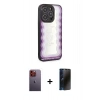 MARSİLYAN™- iPhone 12 Pro Max Kılıf Odak Klasik Serisi - Siyah 3D Antistatik Hayalet Cam Ekran Koruyucu + Neon Fosforlu Kamera Lens - TU