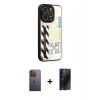 MARSİLYAN™- iPhone 12 Pro Max Kılıf Odak Klasik Serisi - Siyah 3D Antistatik Hayalet Cam Ekran Koruyucu + Neon Fosforlu Kamera Lens - SI
