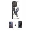 MARSİLYAN™- iPhone 12 Pro Max Kılıf Odak Klasik Serisi - Siyah 3D Antistatik Hayalet Cam Ekran Koruyucu + Neon Fosforlu Kamera Lens - MI