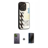 MARSİLYAN™- iPhone 12 Pro Max Kılıf Odak Klasik Serisi - Siyah 3D Antistatik Hayalet Cam Ekran Koruyucu + Neon Fosforlu Kamera Lens - YL