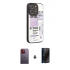 MARSİLYAN™- iPhone 12 Pro Max Kılıf Odak Klasik Serisi - Siyah 3D Antistatik Hayalet Cam Ekran Koruyucu + Neon Fosforlu Kamera Lens - TU
