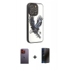 MARSİLYAN™- iPhone 12 Pro Max Kılıf Odak Klasik Serisi - Siyah 3D Antistatik Hayalet Cam Ekran Koruyucu + Neon Fosforlu Kamera Lens - TU