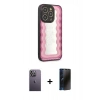 MARSİLYAN™- iPhone 12 Pro Max Kılıf Odak Klasik Serisi - Siyah 3D Antistatik Hayalet Cam Ekran Koruyucu + Neon Fosforlu Kamera Lens - BZ