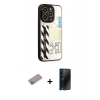 MARSİLYAN™- iPhone 12 Pro Max Kılıf Odak Klasik Serisi - Siyah 3D Antistatik Hayalet Cam Ekran Koruyucu + Shine Kamera Lens Koruma Cam - SABE