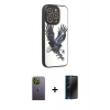 MARSİLYAN™- iPhone 12 Pro Max Kılıf Odak Klasik Serisi - Siyah 3D Antistatik Hayalet Cam Ekran Koruyucu + Neon Fosforlu Kamera Lens - YL