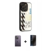 MARSİLYAN™- iPhone 12 Pro Max Kılıf Odak Klasik Serisi - Siyah 3D Antistatik Hayalet Cam Ekran Koruyucu + Neon Fosforlu Kamera Lens - BZ